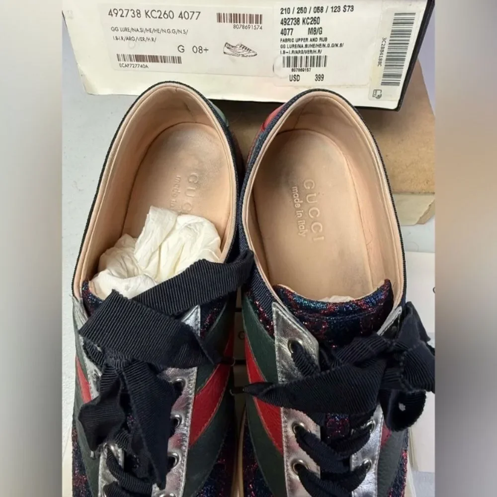 GUCCI Falacer Lurex Low-Top Sneakers Sz 8.5